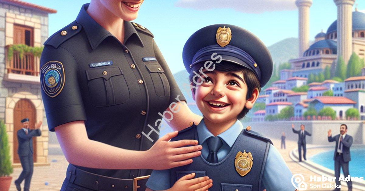 "Muğla'da Anlamlı Gün: Hamza'nın Polislik Hayali Gerçeğe Dönüştü" başlıklı haber için fotorealistik,